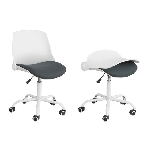 Rootz Adjustable Desk Chair - Youth Swivel Chair - Office Chair White - Foldable Backrest - Smooth 360° Wheels - Height Adjustable - 83-95cm x 50-62cm Seat Height