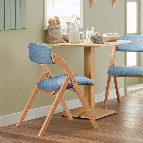 Rootz Folding Chair - Kitchen Chair - Desk Chair - Removable Washable Cover - Birch Wood Frame - 47cm x 77cm x 60cm