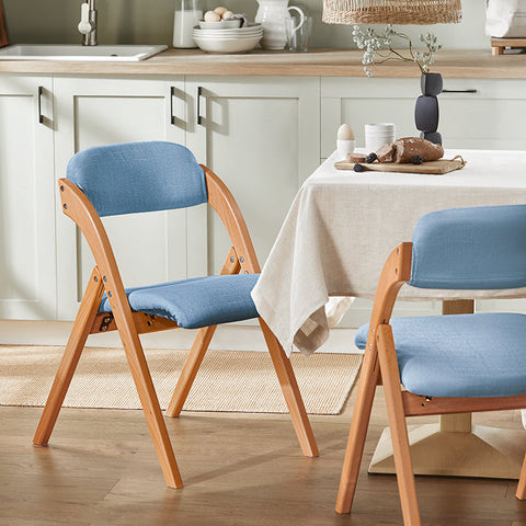 Rootz Folding Chair - Kitchen Chair - Desk Chair - Removable Washable Cover - Birch Wood Frame - 47cm x 77cm x 60cm