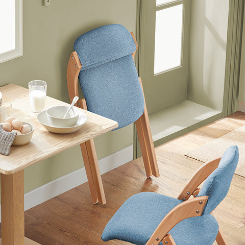 Rootz Folding Chair - Kitchen Chair - Desk Chair - Removable Washable Cover - Birch Wood Frame - 47cm x 77cm x 60cm