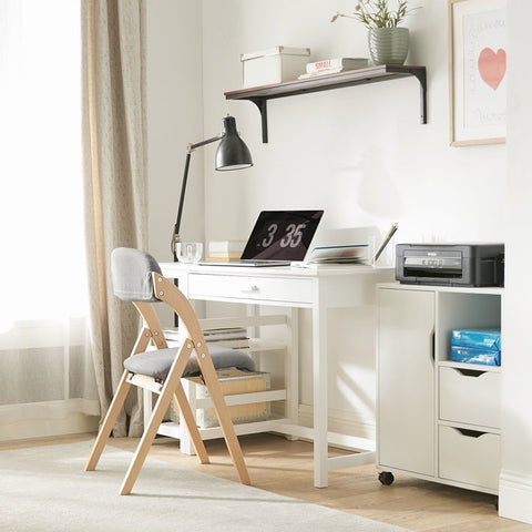 Rootz Light Gray Folding Chair - Kitchen Chair - Desk Chair - Birch Wood Frame - Removable Washable Cover - Space-Saving Design - 40cm x 44cm x 44cm