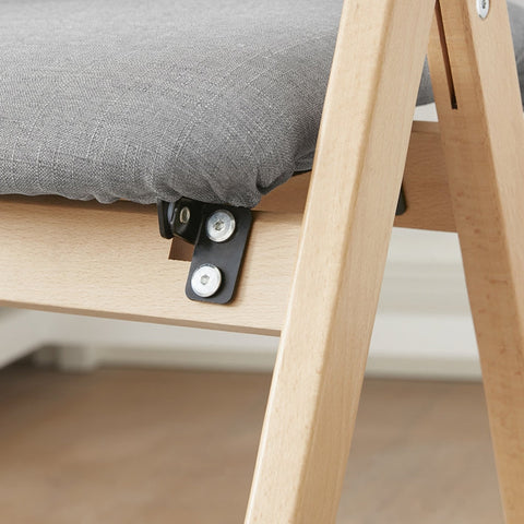 Rootz Light Gray Folding Chair - Kitchen Chair - Desk Chair - Birch Wood Frame - Removable Washable Cover - Space-Saving Design - 40cm x 44cm x 44cm