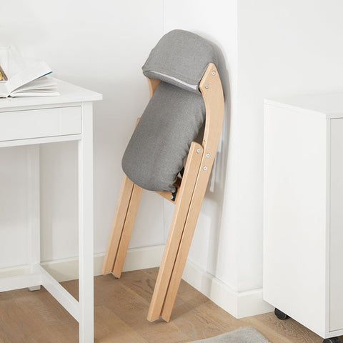 Rootz Light Gray Folding Chair - Kitchen Chair - Desk Chair - Birch Wood Frame - Removable Washable Cover - Space-Saving Design - 40cm x 44cm x 44cm