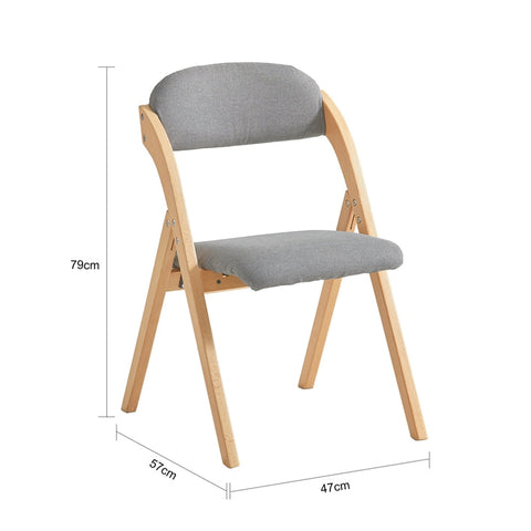 Rootz Light Gray Folding Chair - Kitchen Chair - Desk Chair - Birch Wood Frame - Removable Washable Cover - Space-Saving Design - 40cm x 44cm x 44cm