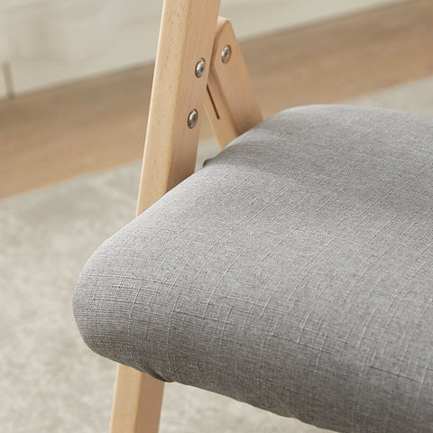 Rootz Light Gray Folding Chair - Kitchen Chair - Desk Chair - Birch Wood Frame - Removable Washable Cover - Space-Saving Design - 40cm x 44cm x 44cm