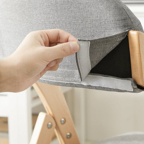 Rootz Light Gray Folding Chair - Kitchen Chair - Desk Chair - Birch Wood Frame - Removable Washable Cover - Space-Saving Design - 40cm x 44cm x 44cm