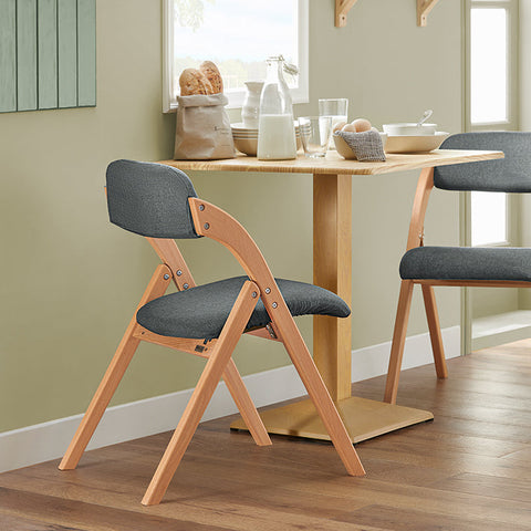 Rootz Folding Chair - Kitchen Chair - Desk Chair - Dark Gray - Padded Comfort - Space-Saving Design - Removable Washable Cover - 47cm x 77cm x 60cm