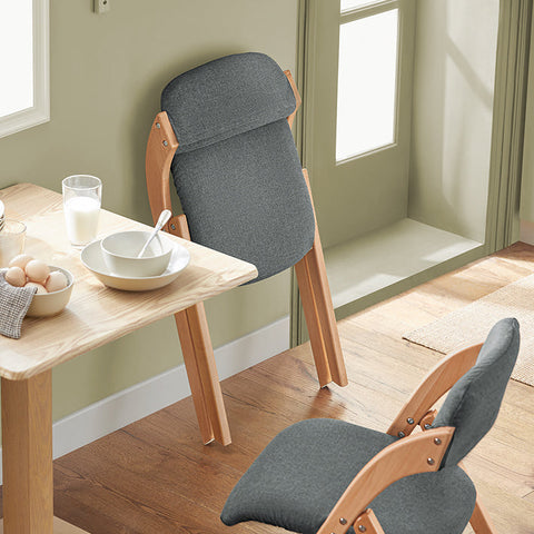 Rootz Folding Chair - Kitchen Chair - Desk Chair - Dark Gray - Padded Comfort - Space-Saving Design - Removable Washable Cover - 47cm x 77cm x 60cm