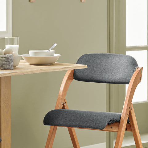 Rootz Folding Chair - Kitchen Chair - Desk Chair - Dark Gray - Padded Comfort - Space-Saving Design - Removable Washable Cover - 47cm x 77cm x 60cm