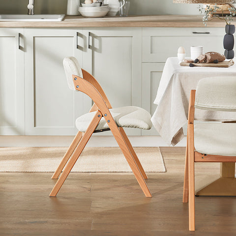 Rootz Wooden Padded Folding Chair - Comfortable Seat - Cushioned Backrest - Beech Wood Frame - 47cm x 77cm x 60cm