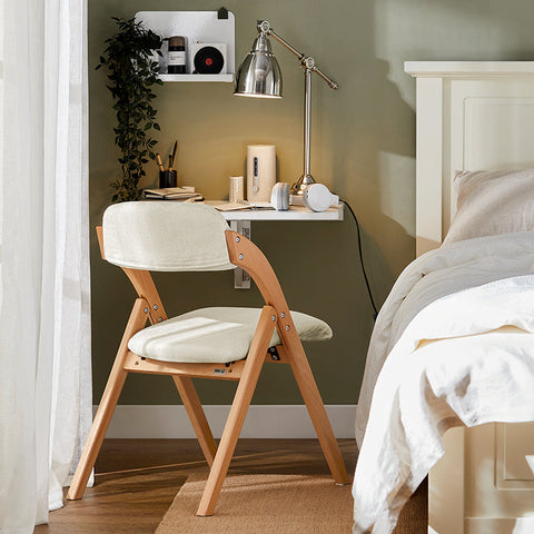 Rootz Wooden Padded Folding Chair - Comfortable Seat - Cushioned Backrest - Beech Wood Frame - 47cm x 77cm x 60cm