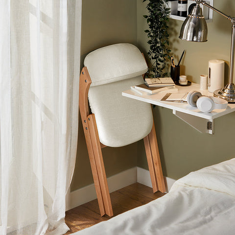 Rootz Wooden Padded Folding Chair - Comfortable Seat - Cushioned Backrest - Beech Wood Frame - 47cm x 77cm x 60cm