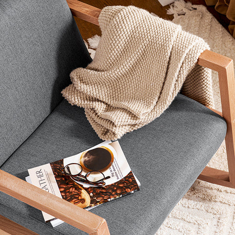 Rootz Rocking Chair - Swing Chair - Relax Chair - Beech Wood & Cotton Fabric - Comfortable & Washable Cushions - Stable with Floor Protectors - 66cm x 73cm x 75cm