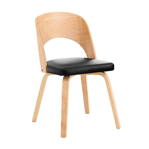 Rootz Ergonomic Curved Wood Dining Chair - Kitchen Chair - Office Chair - Padded Seat Comfort - 48cm x 79cm x 55cm