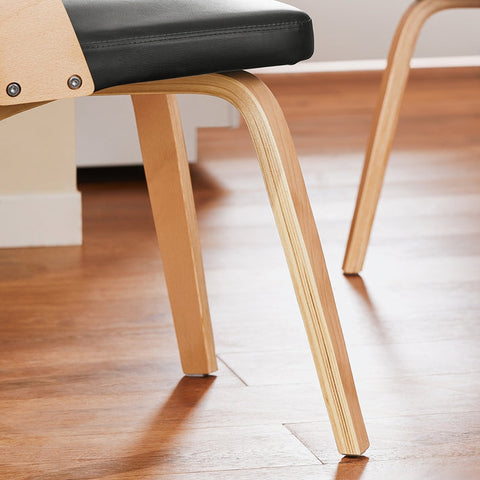 Rootz Ergonomic Curved Wood Dining Chair - Kitchen Chair - Office Chair - Padded Seat Comfort - 48cm x 79cm x 55cm