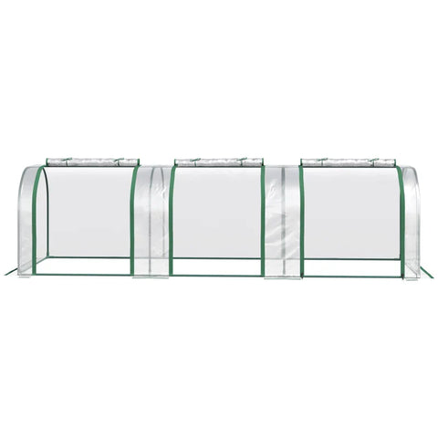 Rootz Foil Greenhouse - Three Roll-up Doors - Garden Backyard With Zipper Doors - Tunnel Greenhouse - Steel Frame - Transparent - 295 x 100 x 80 cm