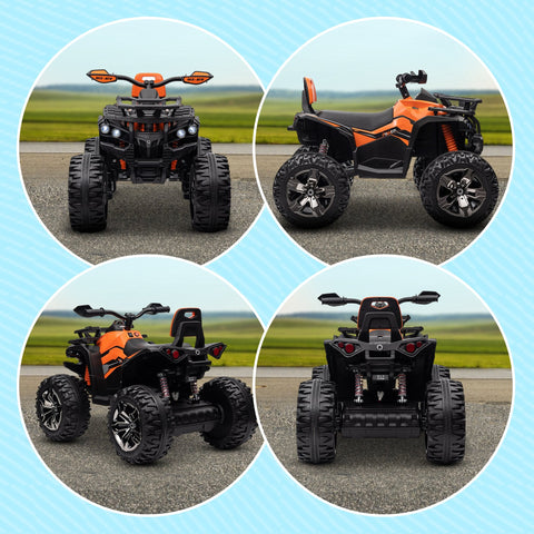 Rootz 12V Children's Quad Vehicle - Kids Electric Ride-On - Orange ATV - MP3 Player - Safe Adventures - 100cm x 65cm x 73cm
