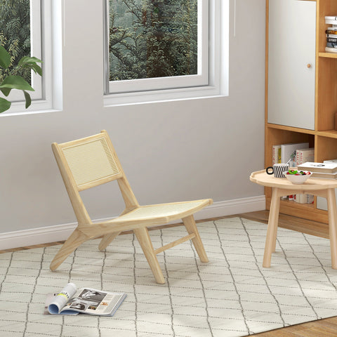 Rootz Lounge Chair - Relaxed Chair - Braided Seat - Deep Comfort - 60x71x73cm - Rubber Wood Frame