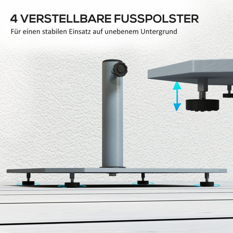 Rootz Metal Parasol Stand - Umbrella Holder - Sunshade Base - Weatherproof - 49.5cm x 49.5cm x 34cm