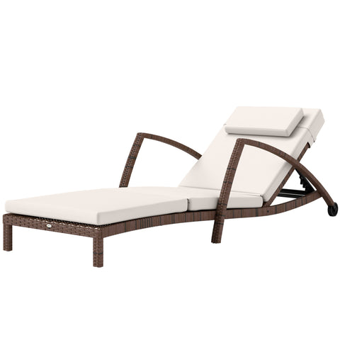Rootz Poly Rattan Sun Lounger - Garden Lounger - Adjustable Backrest - Maximum Comfort - 185cm x 72cm x 78cm