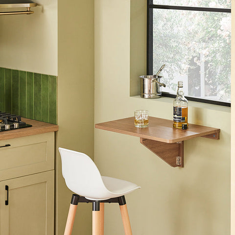 Rootz Wall-Mounted Folding Table - Kitchen Table - Desk - Space-Saving Design - Durable PB Material - Ideal for Small Spaces and Children's Rooms - 60cm x 26cm x 40cm