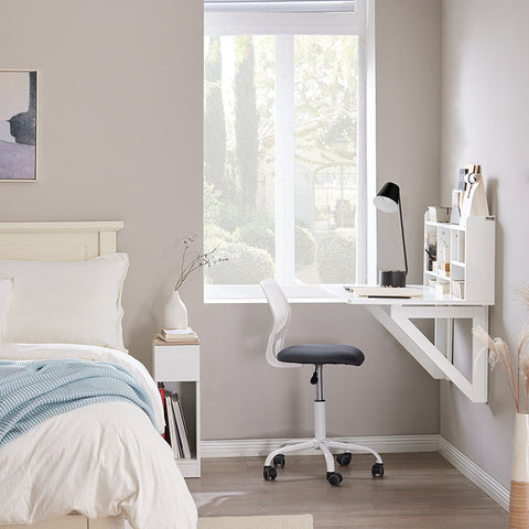 Rootz Wall-Mounted Folding Table - Dining Table - Closet with Shelves - Adjustable Storage - Space-Saving Design - Easy Assembly - White - 90cm x 78cm x 60cm