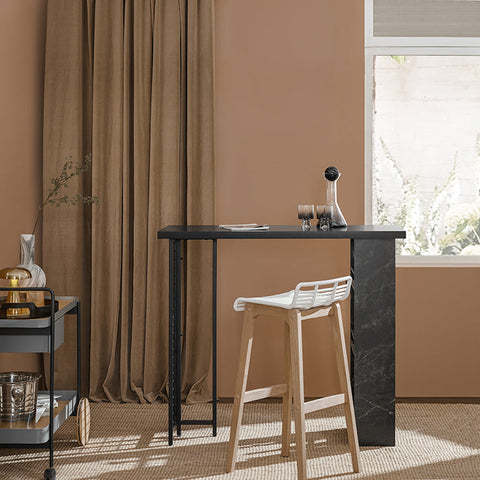 Rootz Modern Bar Table - Kitchen Table - Dining Table - Sturdy MDF & Metal Frame - Adjustable Feet - Spacious Storage - 120cm x 105cm x 50cm