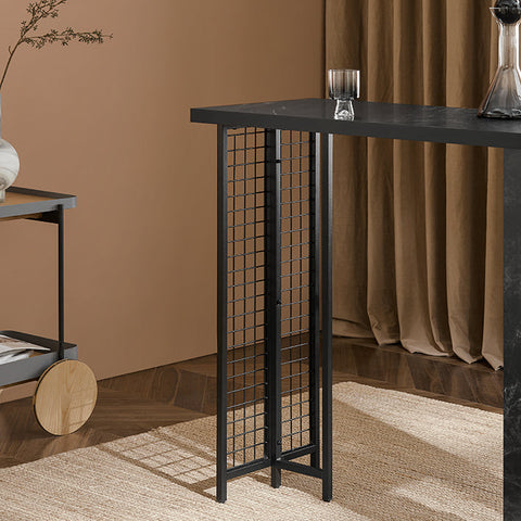 Rootz Modern Bar Table - Kitchen Table - Dining Table - Sturdy MDF & Metal Frame - Adjustable Feet - Spacious Storage - 120cm x 105cm x 50cm