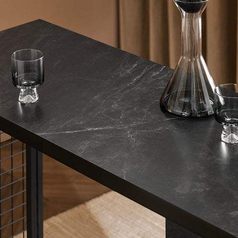 Rootz Modern Bar Table - Kitchen Table - Dining Table - Sturdy MDF & Metal Frame - Adjustable Feet - Spacious Storage - 120cm x 105cm x 50cm