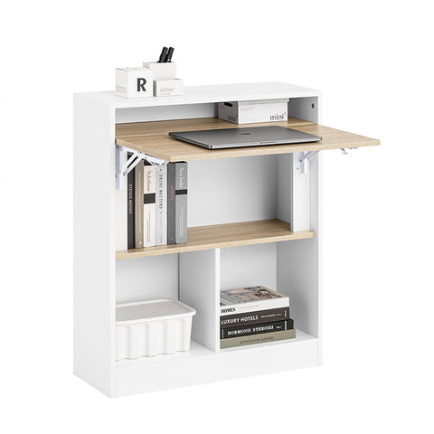 Rootz Folding Table - Collapsible Desk - Space-Saving Closet Door - Durable MDF & Rubber Wood - 70x85x54cm, Collapsed 70x85x25cm
