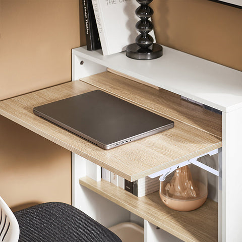 Rootz Folding Table - Collapsible Desk - Space-Saving Closet Door - Durable MDF & Rubber Wood - 70x85x54cm, Collapsed 70x85x25cm