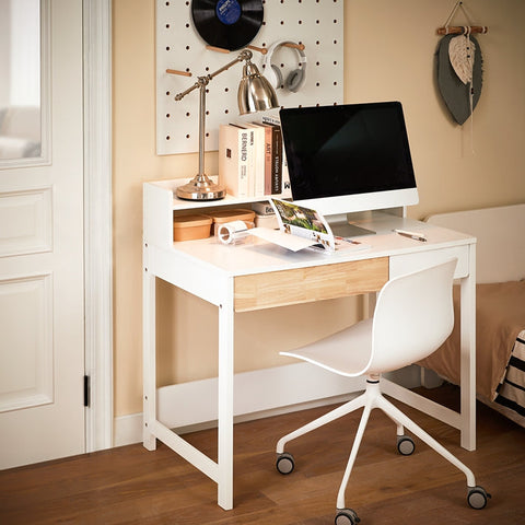 Rootz Compact Desk Table - Writing Desk - Study Desk - Space Saving Design - 100x95x59cm - Ideal for Small Rooms - MDF Material