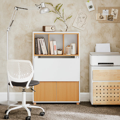 Rootz Multifunctional Desk - Laptop Desk - Foldable Computer Table - Ample Storage - 70x108x59cm, Folded: 70x108x25cm