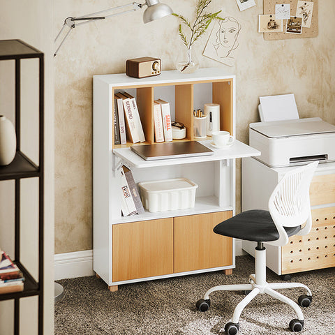 Rootz Multifunctional Desk - Laptop Desk - Foldable Computer Table - Ample Storage - 70x108x59cm, Folded: 70x108x25cm