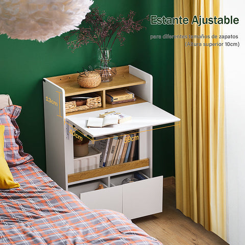 Rootz Multifunctional Folding Desk - Convertible Shelf - Laptop Table - Ample Storage - 63x93x67cm - Space-Saving Solution