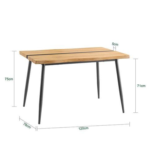 Rootz Multifunctional Table - Dining Table - Coffee Table - Durable MDF & Metal - 120cm x 75cm x 78cm - Stylish & Stable Design