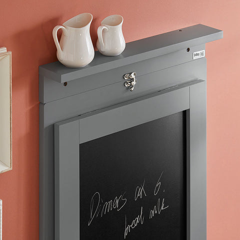 Rootz Wall-Mounted Folding Table with Blackboard - Desk - Dining Table - Space-Saving Design - Creative Memoboard Surface - Easy Assembly - Light Gray - 50cm x 76cm x 75cm