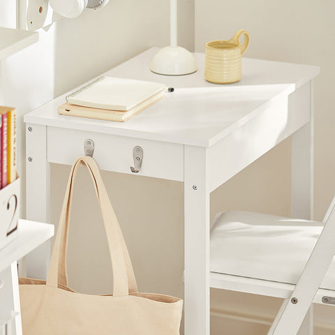 Rootz Modern Desk - Computer Table - Dressing Table - Compact Design - Storage Drawer - Side Hooks - MDF Construction - 60cm x 76cm x 40cm