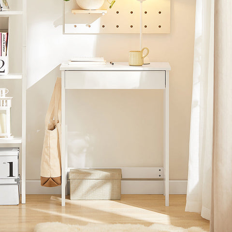 Rootz Modern Desk - Computer Table - Dressing Table - Compact Design - Storage Drawer - Side Hooks - MDF Construction - 60cm x 76cm x 40cm