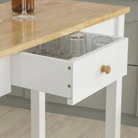 Rootz 3-Piece Bar Table Set - Bar Stools - Dining Set - Rubber Wood Top - Versatile Storage with Drawer - Includes 3 Side Hooks - Table: 95cm x 40cm x 107cm, Stools: 33cm x 74cm