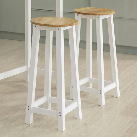 Rootz 3-Piece Bar Table Set - Bar Stools - Dining Set - Rubber Wood Top - Versatile Storage with Drawer - Includes 3 Side Hooks - Table: 95cm x 40cm x 107cm, Stools: 33cm x 74cm