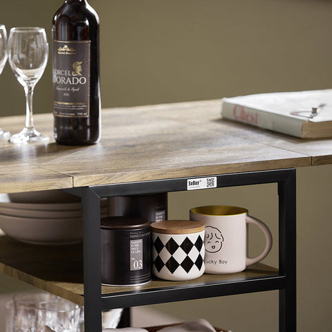 Rootz Opvouwbare eettafel - Keukentafel - Houten tafel - Uitschuifbaar blad - Ruimtebesparend ontwerp - Stevig metalen frame - 180 cm x 77 cm x 60 cm