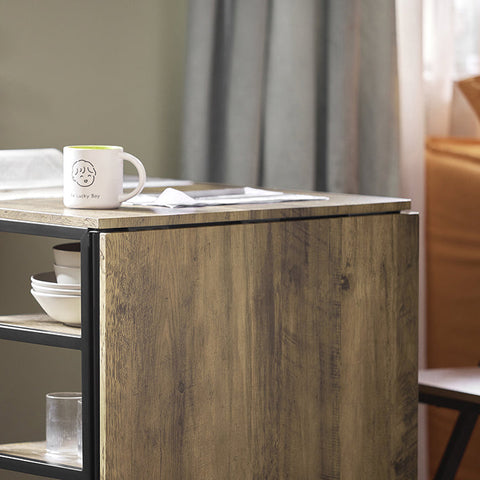 Rootz Opvouwbare eettafel - Keukentafel - Houten tafel - Uitschuifbaar blad - Ruimtebesparend ontwerp - Stevig metalen frame - 180 cm x 77 cm x 60 cm