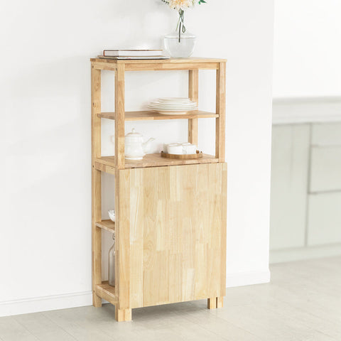 Rootz Folding Dining Room Table - Kitchen Table - Wooden Table - Expandable Top - Durable Rubber Wood - Easy Storage - 98cm x 126cm x 60cm