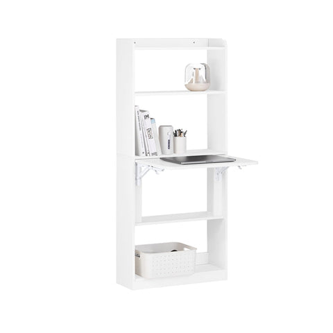 Rootz Multifunctional Desk - Laptop Desk - Shelf - 5 Shelves - Storage Space - 64cm x 145cm x 58cm - PB(E1) Material
