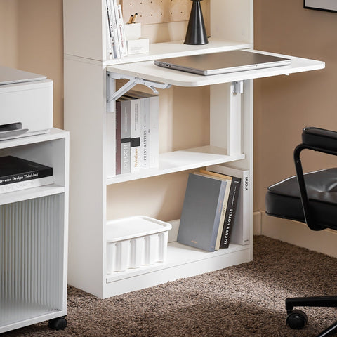 Rootz Multifunctional Desk - Laptop Desk - Shelf - 5 Shelves - Storage Space - 64cm x 145cm x 58cm - PB(E1) Material