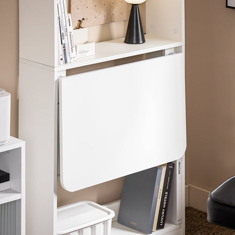 Rootz Multifunctional Desk - Laptop Desk - Shelf - 5 Shelves - Storage Space - 64cm x 145cm x 58cm - PB(E1) Material