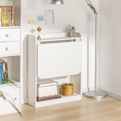 Rootz Foldable Desk - Computer Desk - Work Table - Multifunctional, Space-Saving, Secure Lock Design - White - 64cm x 82cm x 58cm