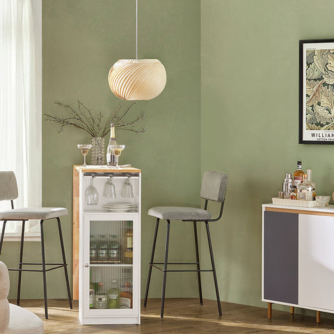 Rootz Bar Table - Dining Table - Kitchen Table - MDF & Rubber Wood - Wine Glass Holder - Spacious Storage - Easy Assembly - 108cm x 105cm x 40cm