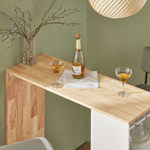 Rootz Bar Table - Dining Table - Kitchen Table - MDF & Rubber Wood - Wine Glass Holder - Spacious Storage - Easy Assembly - 108cm x 105cm x 40cm